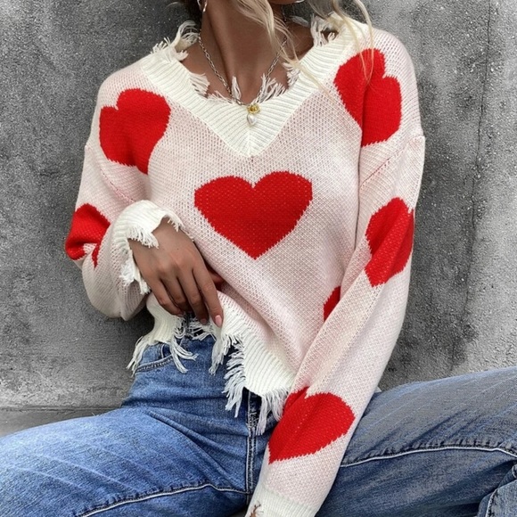 Super cute woman sweater heart ❤️ print brand new - Picture 2 of 8